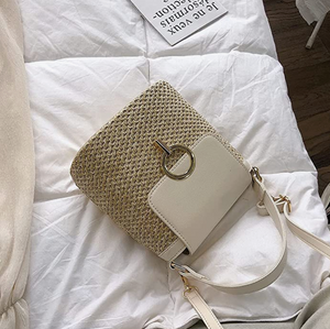 Stroh-Handtasche, Strandtasche "Eva" - chic für den Sommer_beige 12