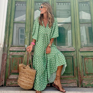 Milina Kleid | Grünes langes Kleid für Damen