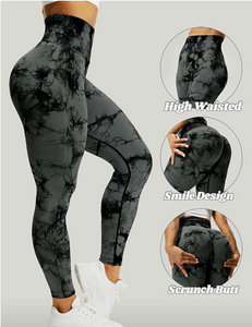 Damen Gym Leggings - High Waist - Yoga Leggings_schwarz grau 2