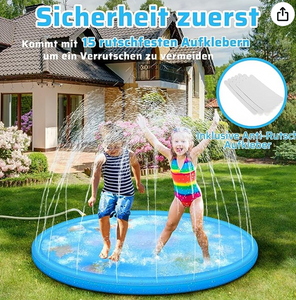 Sprinkler Wasser-Spielmatte I Splash Play Matte mit Anti-Rutsch-Streifen I Sommer, Garten, Wasserspielzeug für Babys, Kinder, Hund und Haustiere_8