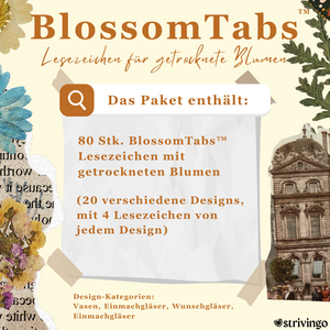 BlossomTabs™ Lesezeichen für getrocknete Blumen, Fotos oder Notizen (80er Set)