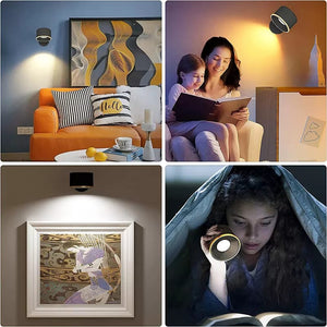 LED Wandleuchte Innen, Wandlampe mit Akku - Touch Funktion, 3 Helligkeitsstufen, 360° drehbar, für Wohnzimmer, Schlafzimmer, Treppenhaus, Flur  - Kabellose Wandleuchten