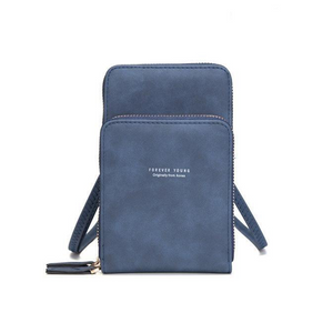 Designer Handy-Handtasche aus Leder mit dreifachem Verschluss und Kartenfächer I Handy Umhängetasche_dunkelblau 3