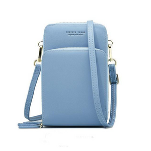 Designer Handy-Handtasche aus Leder mit dreifachem Verschluss und Kartenfächer I Handy Umhängetasche_hellblau 4