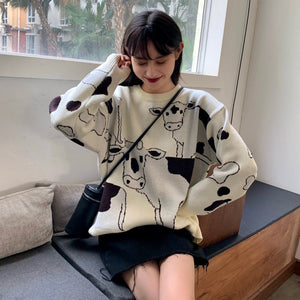 WOLF Vintage Casual Loose Lazy Pullover Japanisch Kawaii Niedlich Ulzzang