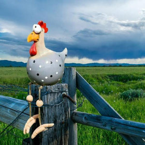 Gartendeko Huhn - Gartenstecker aus hochwertigen Materialien - Einzigartigster Blickfang des Jahres