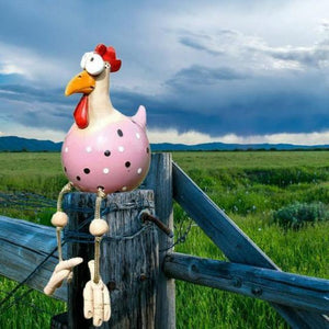 Gartendeko Huhn - Gartenstecker aus hochwertigen Materialien - Einzigartigster Blickfang des Jahres