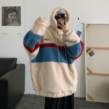 Lade das Bild in den Galerie-Viewer, WOLF Patchwork Streifen mit Kapuze Lässiger Pullover
