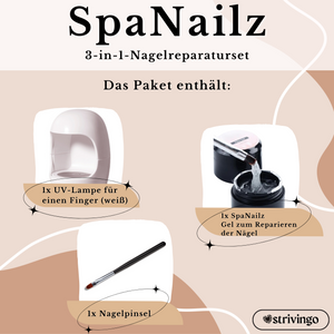 SpaNailz™ 3 in 1 Nagelreparaturset | inkl. Pinsel & UV-Lampe