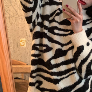 WOLF Zebra Druck Lose Pullover
