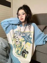 Lade das Bild in den Galerie-Viewer, WOLF Stern Druck Grunge Japanisch Fairycore Niedlicher Pullover
