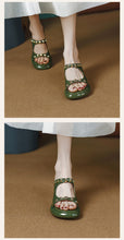 Lade das Bild in den Galerie-Viewer, WOLF Kunstleder Schicke Nieten Spleißen Piepens Zeh Klotzige Rutsche Sandalen
