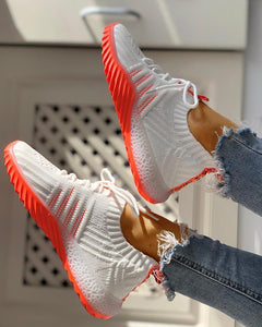 Mesh-Sneaker "Saranna" - ultraleicht, atmungsaktiv, Barfuss-kompatibel weiß / orange 2