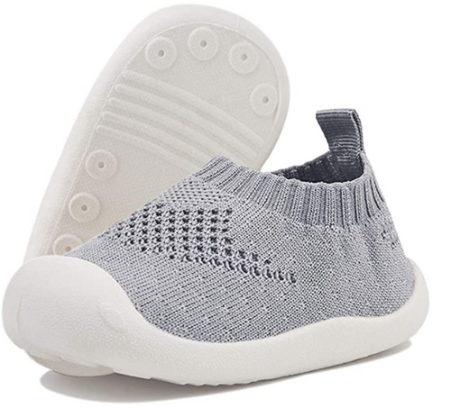 Babyschuhe / Barfuß-Schuhe für Babys - atmungsaktiv, superleicht, waschbar grau