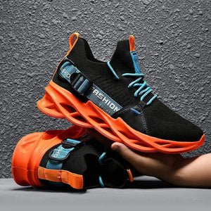 Unisex-Sneakers "Mucci" - elastisch, Barfuss-kompatibel, atmungsaktiv_schwarz / orange