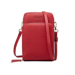 Designer Handy-Handtasche aus Leder mit dreifachem Verschluss und Kartenfächer I Handy Umhängetasche_dunkelrot 8